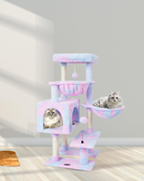 Arbre à chat moderne et durable avec condo, poteau à gratter en sisal, multi-niveaux, pour intérieur, emballage carton, mobilier pour chat, hamac et perchoir