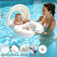 Bouée de bain double pour mère et bébé avec auvent pare-soleil, flotteur gonflable interactif parent-enfant, cercle de natation pour enfants