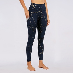 Pantalones de Yoga de Cintura Alta de Alta Calidad, con Estampado Dorado, que Absorben la Humedad, Levanta Glúteos, Leggings Deportivos con Bolsillos - Product Image 2