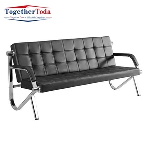 Meubles de réception de bureau modernes, ensemble de canapés de salon de bureau en cuir PU, base en métal durable pour une utilisation à domicile ou au bureau - Product Image 4