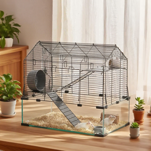 <span class=keywords><strong>Cage</strong></span> à fil métallique anti-mastication pour petits animaux avec fond de réservoir en <span class=keywords><strong>verre</strong></span> respirant pour gerbilles et rongeurs - Product Image 6