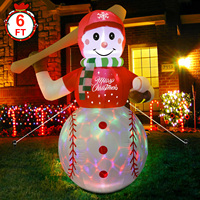 OurWarm Décoration de jardin gonflable de Noël en polyester imperméable de 1,8 m, bonhomme de neige de baseball, pour la saison des fêtes