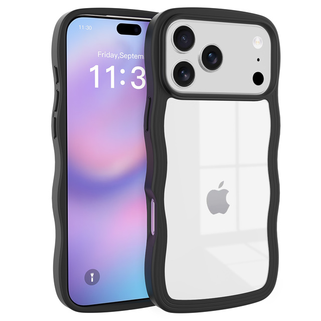 Wavy Edge Magnetic Phone Case Clear Back Shockproof Protective Bumper Cover for Iphone 17 18