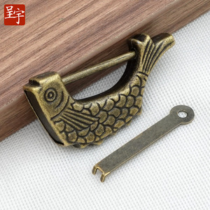 Antique Fish Head Lock Brass Zinc Alloy Traditional Style Wooden Door Furniture Lock Durable Hardware - Product Image 1