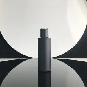 120 ml 4 <span class=keywords><strong>oz</strong></span> Matte Frosted đen nhựa HDPE chai dầu gội đầu chai nhỏ với đĩa Báo Chí cap trong kho - Product Image 2