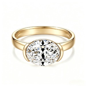 Klassische Verlobungsringe 14K Goldplattiert Ovaler Schliff 2 Karat Moissanit Krappenfassung Unisex-Ring für Jubiläen - Product Image 2