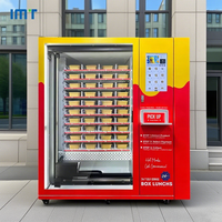 Distributeur automatique de hamburgers en libre-service 24h/24 et 7j/7 avec casier alimentaire automatisé et écran tactile pour la récupération des burgers