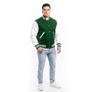 Custom Printed <b>Long</b> Sleeve <b>Men's</b> Varsity Baseball <b>Jacket</b> 100% Wool Reversible Front Logo Option Plain Design Custom Colors Logo - Product Image 1
