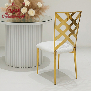Chaise d'hôtel FUMAI, structure métallique, dossier croisé, coussin blanc, design moderne, mobilier d'intérieur - Product Image 3