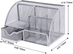 Office Supplies Multi-functional Stationery Storage 5 Compartments Black Metal Mesh Desk Organizer for Pencil <b>Pen</b> Holder - Product Image 5