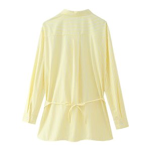 批发休闲条纹长袖女式衬衫 - Product Image 5
