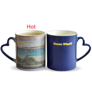 Taza DE CAMBIO DE Color de fábrica 2025, taza mágica de pareja de cerámica de 11oz, temperatura personalizada con mango en forma de corazón - Product Image 6