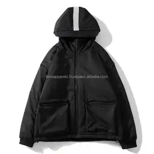 Custom Reflective high quality hoodie BLACK street wear custom logo OEM men over sized men's reflective hoodies& sweatshirts