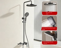 Ensemble de douche en laiton brossé avec fonction pluie et massage, robinet de baignoire, système de douche rond moderne pour salle de bain d'hôtel