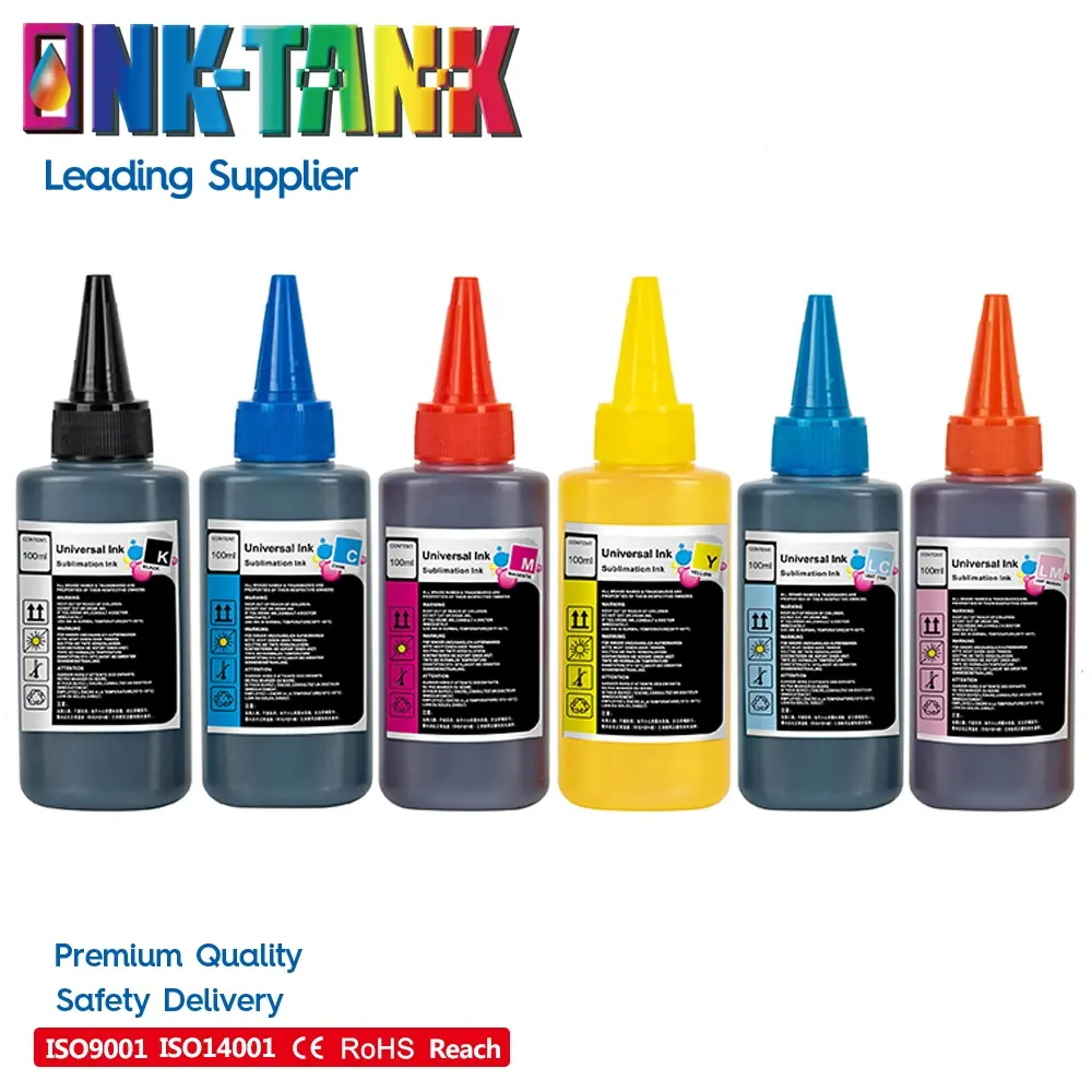 Tinta tangki 100ML Tinta sublimasi pewarna Universal Premium untuk Epson ecobank L805 L130 XP600 i3200 L120 L1800 L1300 pencetak