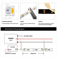 Bande LED SMD5050 à pixels adressables individuellement DC5V 12V 24V SK6812 RGBW 4-en-1 30/60/144 LED/M avec contrôle USB/Wi-Fi/télécommande intelligente
