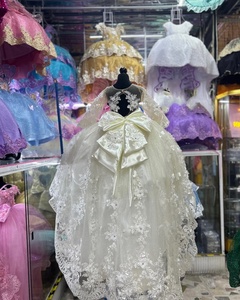 Vestido de baile blanco, vestidos de niña de flores, vestido de quinceañera de encaje personalizado para niña pequeña, vestidos de cumpleaños para desfile de primera comunión - Product Image 4