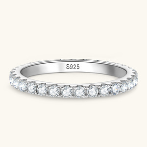 Anelli Eternity in <span class=keywords><strong>Argento</strong></span> Sterling 925 Placcato Oro Antiossidante con Moissanite VVS GRA 2MM per Regalo di Coppia - Product Image 2