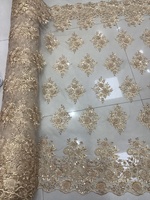 Tissu en dentelle perlée double face lourd, en gros, pas cher, en stock / tissu perlé à la machine pour accessoires de mariage et jouets