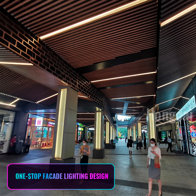 OEM&ODM Commercial Outside LED Lighting Fixtures Outdoor Unique Lighting System External Building Lights Design Decoration