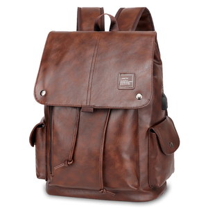 Custom Boys Slim Security Gym Usb Mens Travel <strong>Large</strong> <strong>Leather</strong> <strong>Backpack</strong> with logo - Product Image 1