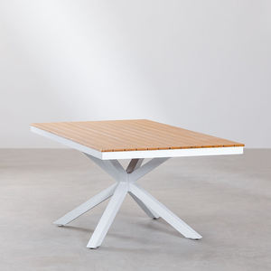 AJUNION Table de <span class=keywords><strong>jardin</strong></span> rectangulaire en aluminium bois meubles de restaurant Table à manger d'extérieur pour <span class=keywords><strong>6</strong></span> <span class=keywords><strong>personnes</strong></span> - Product Image 3