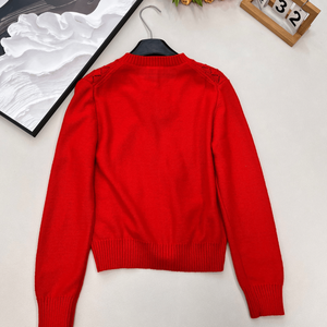 Cárdigan de punto calado para mujer, cuello redondo, con botones, manga larga, suéter informal - Product Image 2