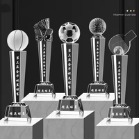 Trophée de championnat de sport de golf et de football de conception nouvelle, trophée personnalisé en cristal K9, trophée de la Ligue des champions en cristal pour cadeaux d'affaires