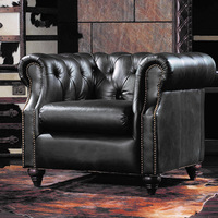 Ensemble de canapés modulaires rustiques chinois haut de gamme, canapé en cuir grainé classique antique, mobilier de salon royal, fauteuils