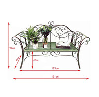 Banc de jardin en métal vert antique personnalisable pour l'extérieur - Sièges décoratifs résistants aux intempéries pour patio, cour et parc