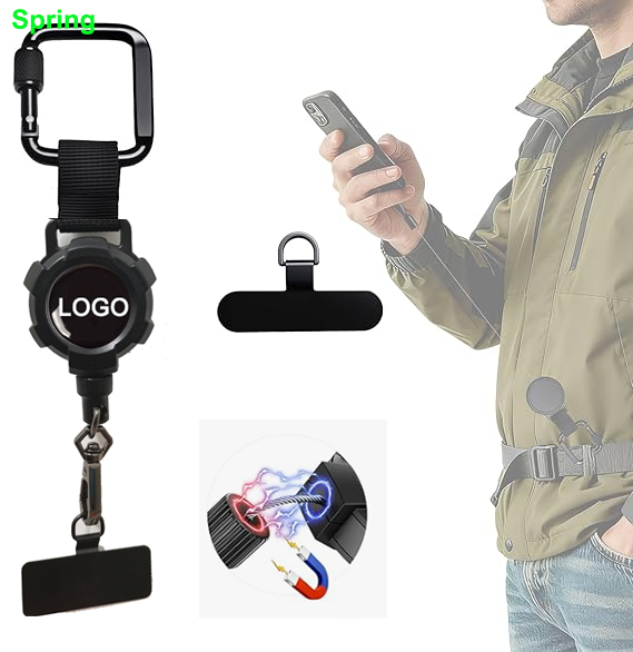 Heavy Duty Cell Phone Lanyard Anti-Theft Phone Tether - Retractable Steel Line, Locking Magnetic Closure, Universal Anchor