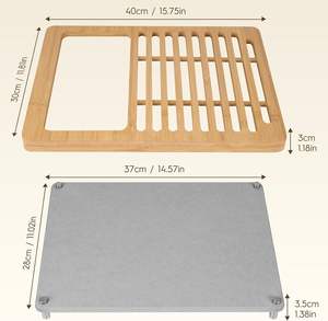 Tapis de séchage pour vaisselle en bambou et pierre, absorbant, en terre de diatomée, séchage rapide, pour comptoir de cuisine, design détachable, moderne - Product Image 6