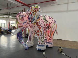 Elefante Inflable con Patrones Coloridos Utilizado para Decoración en Circo, Zoológico, Parque de Atracciones y Desfiles de Fiestas - Product Image 5