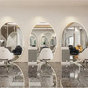 2023吉友高端理发店发廊专用椭圆形镜子，带橱柜地板单面和双面美发镜子标签