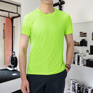 T-shirts de sport pour hommes en polyester non tissé 100%, manches courtes, col rond, séchage rapide, respirant, coupe régulière, vêtements d'entraînement - Product Image 3