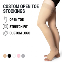 Bas de contention personnalisés à bout ouvert, hauteur cuisse, extensibles, pour le soutien et la compression, pour la récupération des varices et les voyages