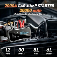 SHARMEAL Démarreur de Voiture Portable 12V 20000mAh avec Batterie au Lithium et Power Bank