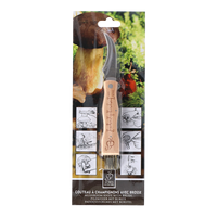 Esschert Design 100% Manche en bois de hêtre FSC Lame en acier inoxydable Couteau à champignon, queue avec brosse