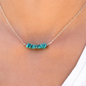 Collar de Turquesa, Piedra del Nacimiento de Diciembre, Cadena Delgada de Plata Esterlina 925, Joyería Minimalista Hecha a Mano, Regalo Único - Product Image 1