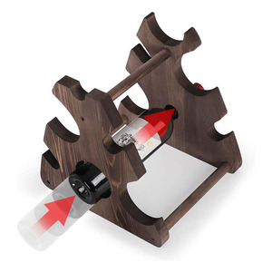 Giá Trưng Bày Rượu Vang Bằng Gỗ Mộc Mạc Kệ Lưu Trữ 3 Tầng Cho 6 Chai Rượu Quầy Bar Giá Để Chai Rượu Vang - Product Image 2