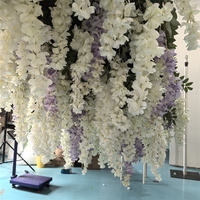 Composition Florale Facile à Installer pour Plafond de Mariage, Panneaux Suspendus Artificiels de Glycine pour Décoration de Plafond