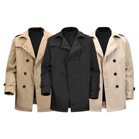 Manteau Trench Homme Style Business en Polyester Croisé à Revers Crantés Veste de Bureau Couleur Unie Décontractée Formelle Vêtement d'extérieur