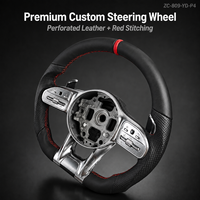 Volant de voiture sport en cuir perforé à 3 branches personnalisé, cadre en alliage d'aluminium, compatible avec Mercedes-Benz W222 / W213 / W205 / W253