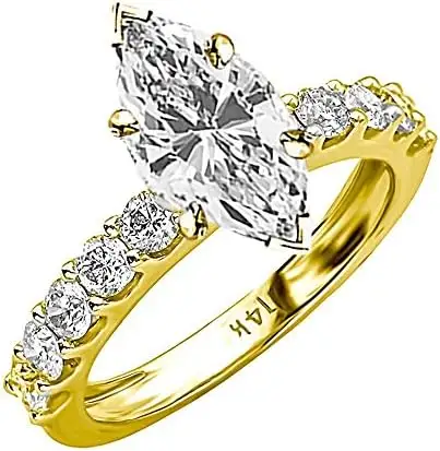 Anel de noivado com diamantes de ouro branco 18K 3 quilates LAB GROWN DIAMOND clássico conjunto de pinos de pedra lateral