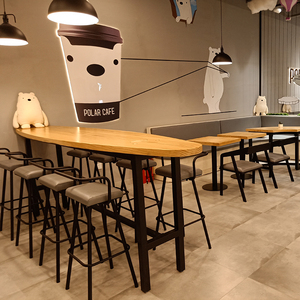 OEM Custom Restaurant Cafe Counter Furniture Wooden <b>Bar</b> Stool and <b>Table</b> - Product Image 4