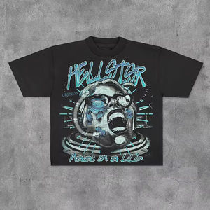 Custom Logo Streetwear Vintage 220G Acid <b>Washed</b> T-shirt Print Loose Plus Size Oversized Casual Men's T-shirt - Product Image 3