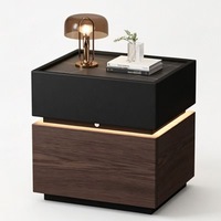 Table de chevet moderne minimaliste en bois avec rangement, style italien, pour chambre à coucher