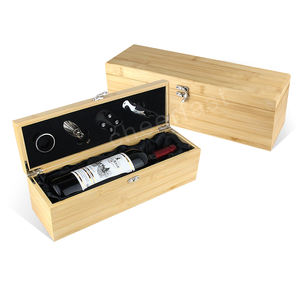 Cheerfast शराब की बोतल पैकेजिंग एकल लकड़ी शराब भंडारण बॉक्स और 4 pcs सामान उपहार बक्से उपकरण बांस शराब बॉक्स - Product Image 3