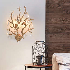 New Style Vintage Creative <b>Wall</b> <b>Sconce</b> Bedroom Living Room Luxury Tree Branch Crystal <b>Wall</b> Lamp - Product Image 1