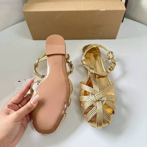 Sandales à enfiler rétro françaises pour femmes, style romain, tissées à la main, à bout couvert, de qualité supérieure pour la marche - Product Image 3